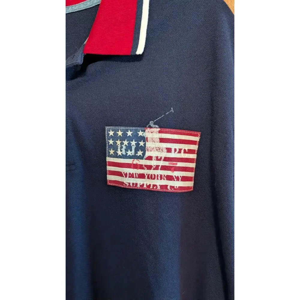 Polo Ralph Lauren AMERICANA Classic Fit Polo Shirt FLAG. Navy XL